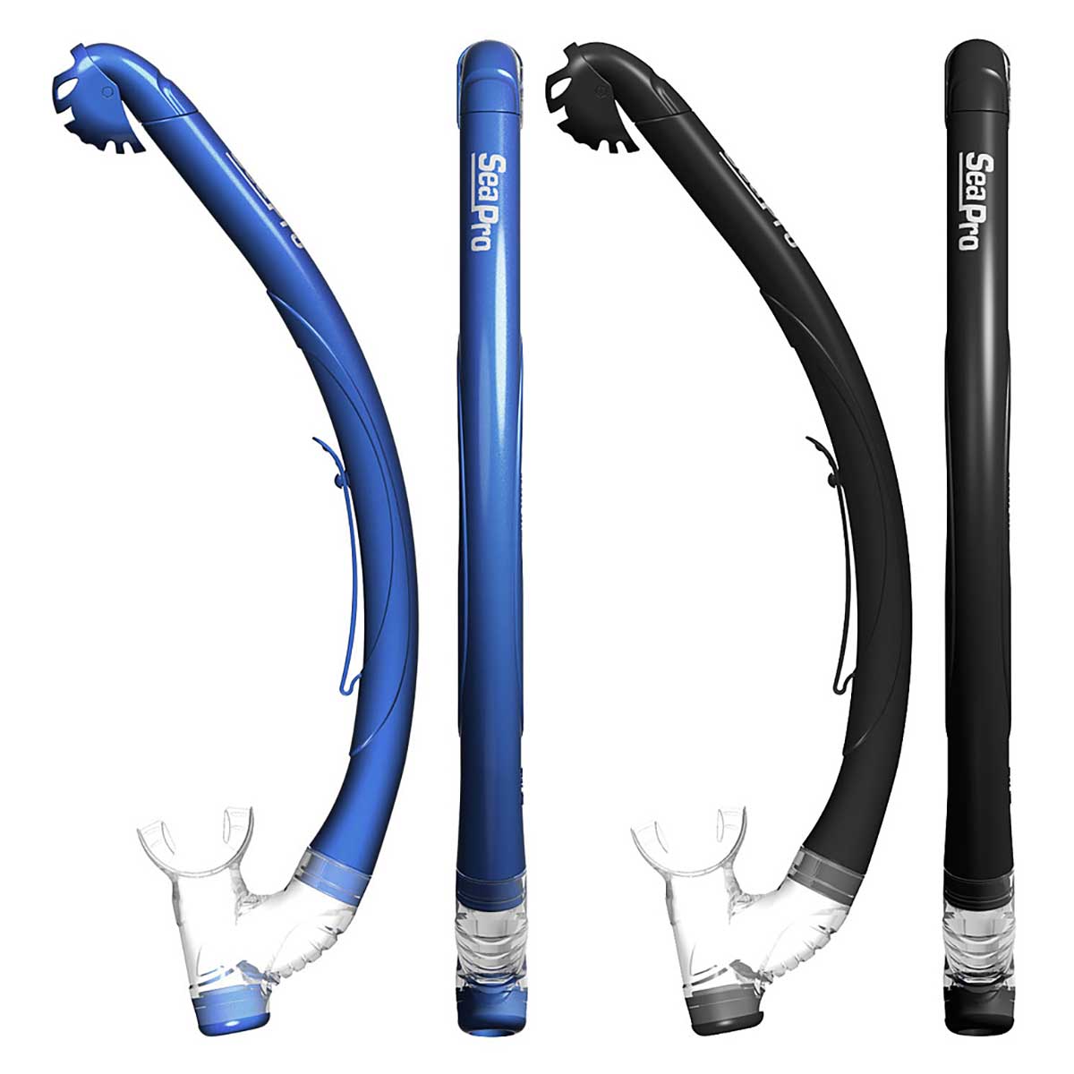 SeaPro Shark Dry snorkel i sort med avanceret Dry Top og integreret bølgebryder.