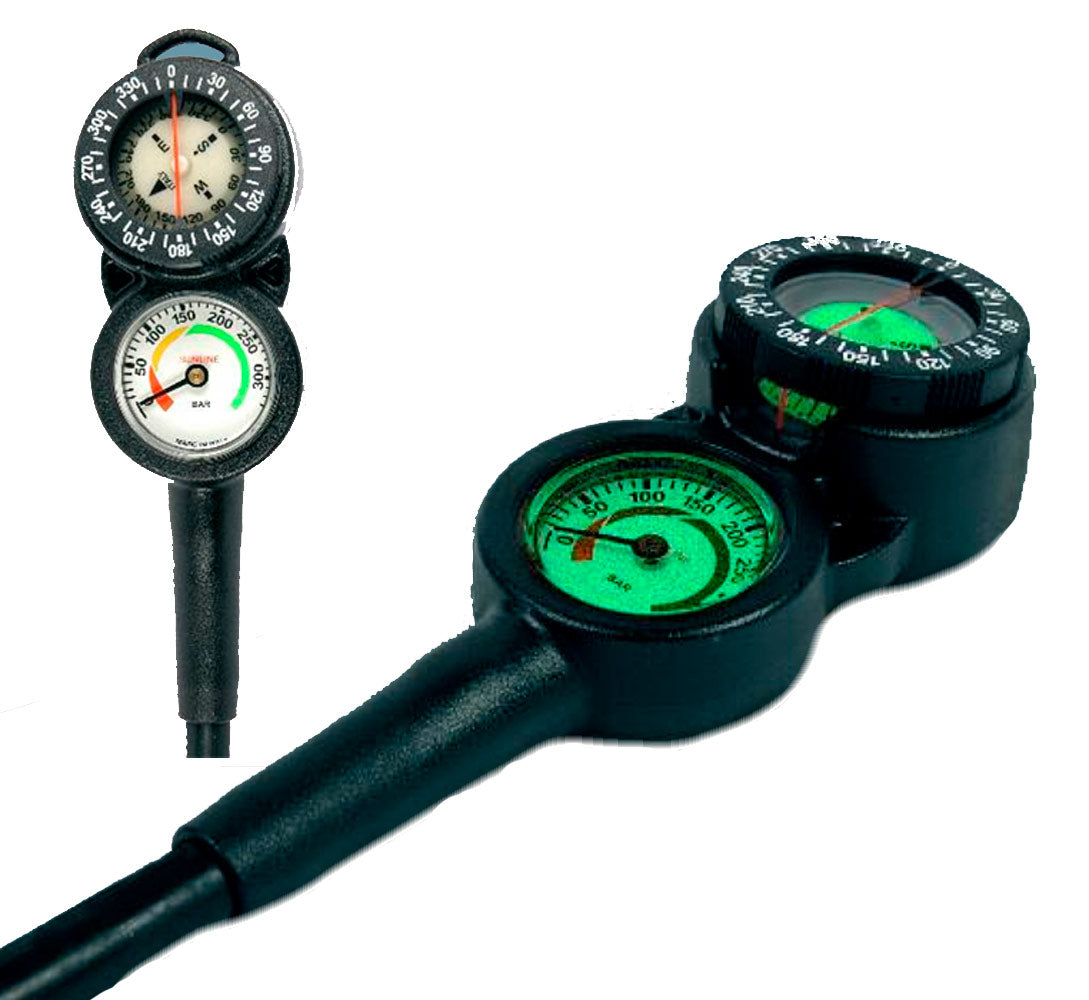 Konsol med manometer og kompas