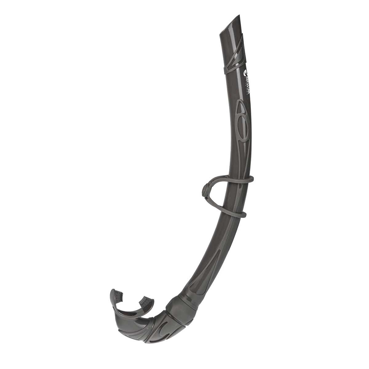 Abysstar Oxigen snorkel i et strømlinet, helt sort minimalistisk design.